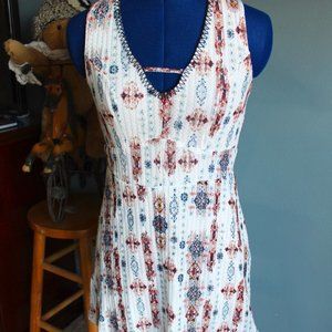 Three Pink Hearts Women's White/Multicolor Sleeveless V-Neck Dress ~S~